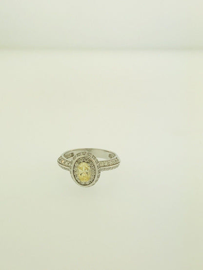 Sterling Silver Yellow White Cubic Zirconia Engagement Bridal Ring S179