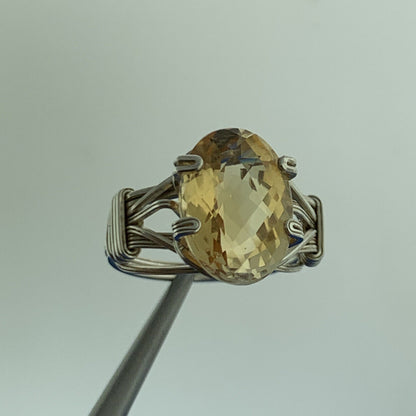 Artisan 925 Sterling Silver Oval Cushion Citrine October Anniversary Ring
