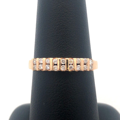 14K Yellow Gold Round Diamond Channel Set Wedding Anniversary Band Ring
