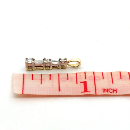 14K Yellow Gold Designer WGD Diamond Infinity Eternity Anniversary Bar Pendant