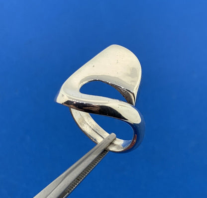 Vintage Sterling Silver 925 Modernist Abstract Signed Adjustable Cocktail Ring