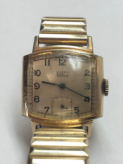 Vintage 1944 Elgin Deluxe Men's Wristwatch 10K Gold Filled E283675 Works