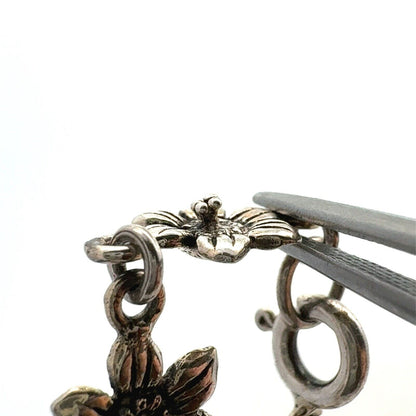 Estate 925 Sterling Silver Flower Floral Station Tennis Bracelet