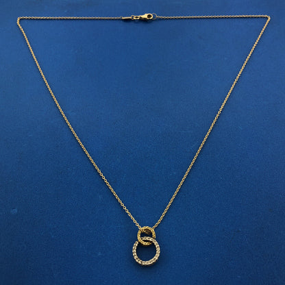 Designer 14K Yellow White Gold Canary & White Diamond Eternity Infinity Necklace
