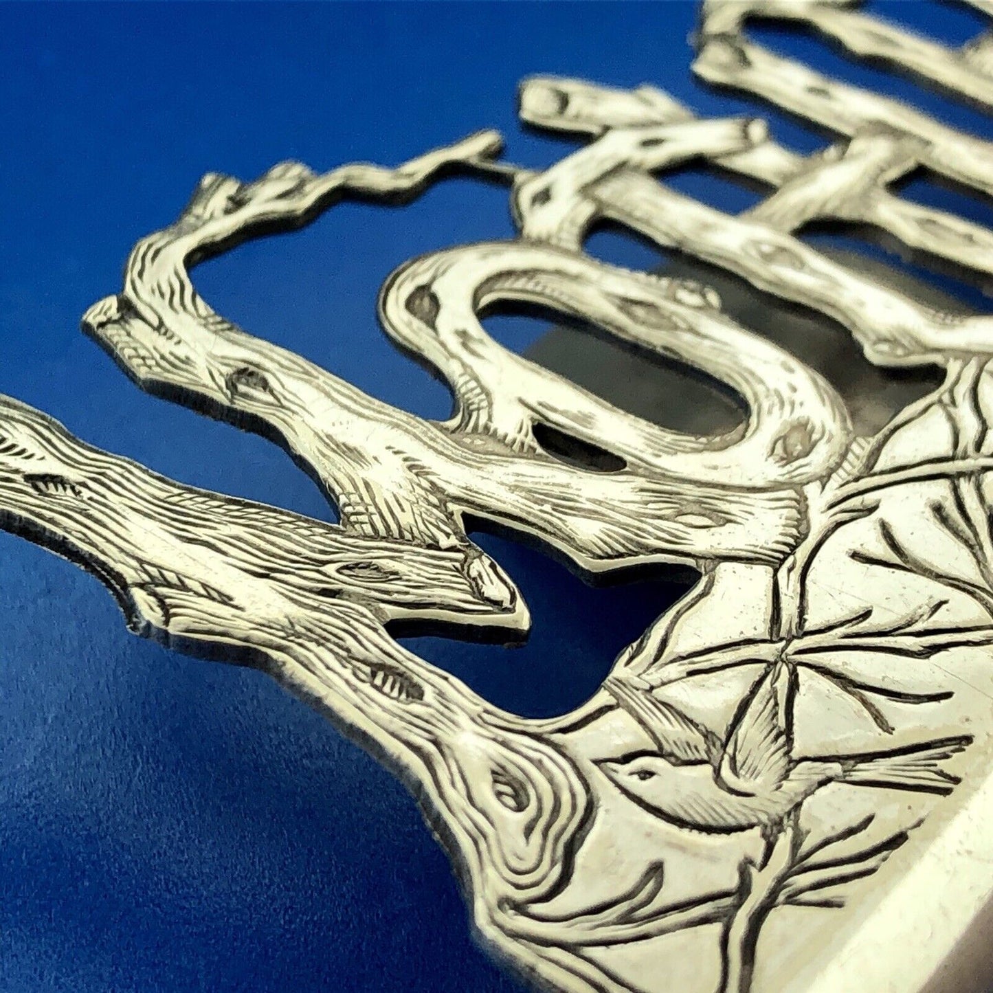 Art Nouveau Paye & Baker Silver Plate Gothic MOTHER Birds Trees Theme Money Clip