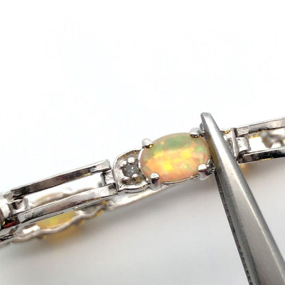 Designer FAS 925 Sterling Silver Yellow Opal Diamond Accent Tennis Bracelet