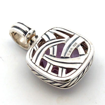 David Yurman 925 Sterling Silver Amethyst Diamond Halo Albion Enhancer Pendant
