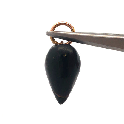 Vintage 10K Yellow Gold Carved Ebony Heart Charm Pendant