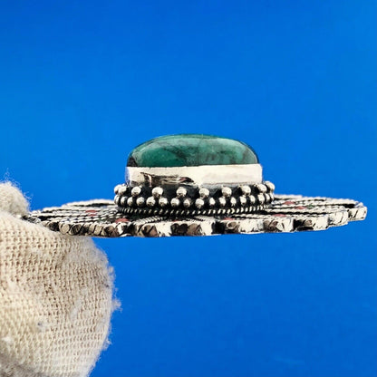 Stunning Sterling SIlver 925 Cabochon Turquoise Coral Accent Floral Pendant