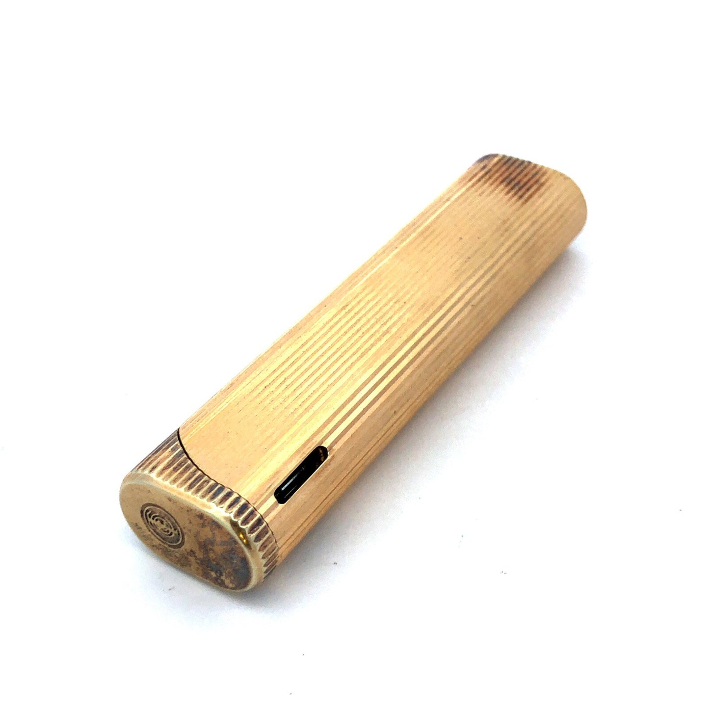 Tiffany & Co Gold Tone Mid Century Ribbed Briquet Slim Butane Lighter