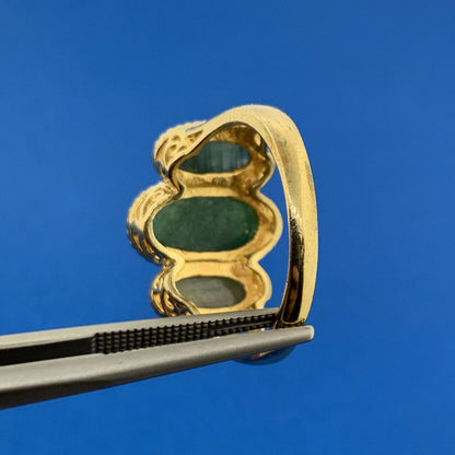 Designer Vermeil Sterling Silver 925 LIRM Faceted Green Onyx Statement Ring