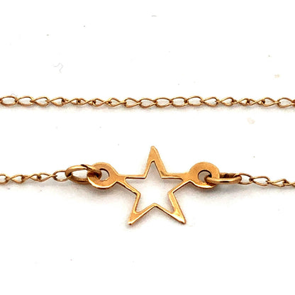 14K Yellow Gold Cutout Star Station Chain Necklace