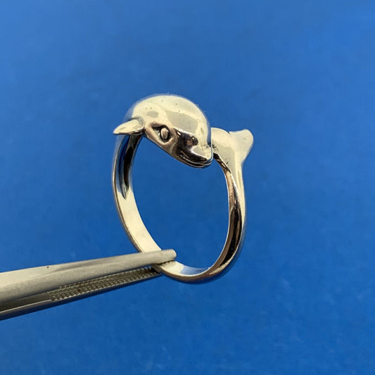 Vintage Designer KABANA Sterling Silver 925 Dolphin Ocean Fish Wrap Bypass Ring