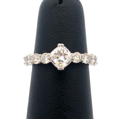 Estate 950 Platinum Princess Square Diamond Engagement Wedding Ring