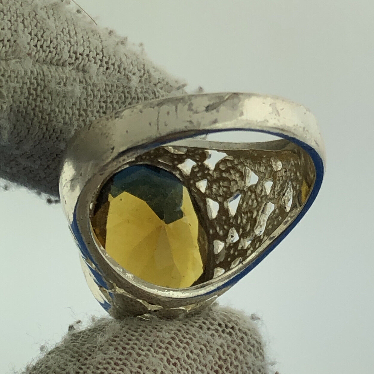 Designer Sterling Silver 925 Oval Smoky Topaz Quartz Statement Cocktail Ring