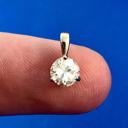 14K White Gold Round Diamond Solitaire Bridal Birthday Anniversary Pendant