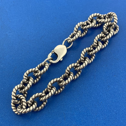 Designer Armbrust 925 Sterling Silver Circle Cable Link Statement Bracelet