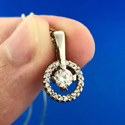Sterling Silver Cubic Zirconia Solitaire Halo Infinity Bridal Necklace
