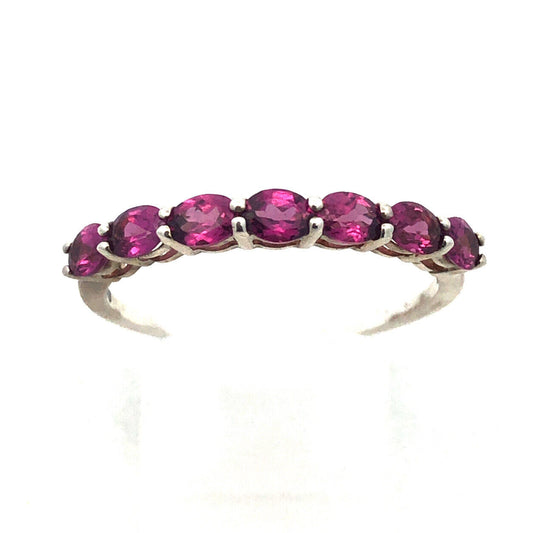 Designer STS 925 Sterling Silver Oval Pink Tourmaline Stackable Band Ring