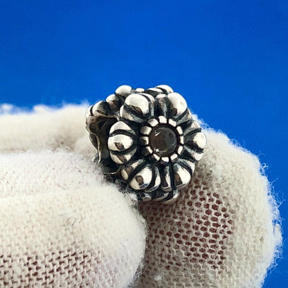 Authentic Pandora 925 Sterling Silver Purple Yellow CZ Floral Bead Charm