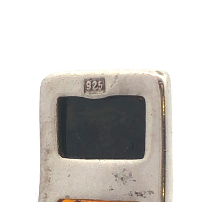 925 Sterling Silver Amber Trio Rectangle Statement Pendant Necklace