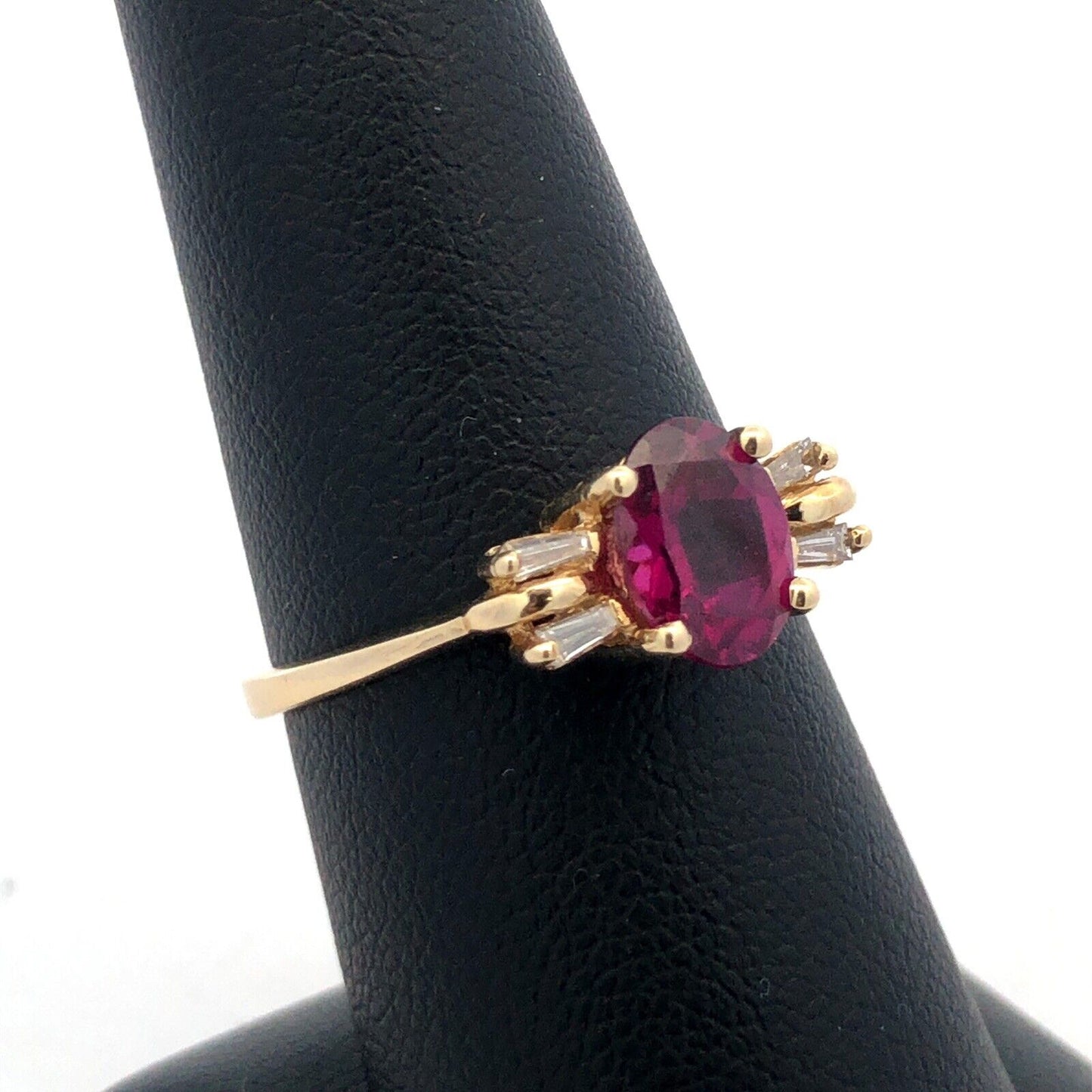Designer SBT 14K Yellow Gold Oval Pink Tourmaline Diamond Accent Cocktail Ring