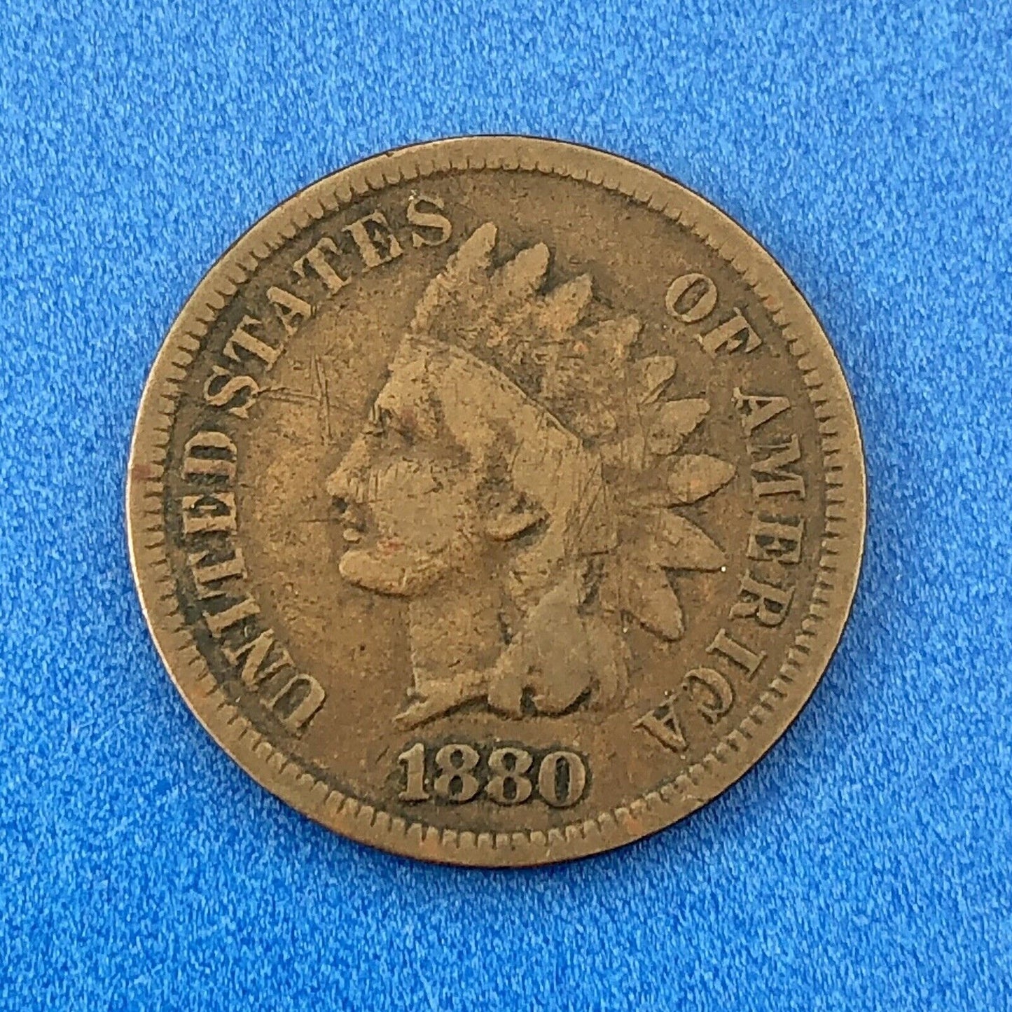 1880 P Indian Head One Cent Penny Type 3 Bronze Better Key Philadelphia Coin