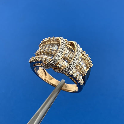 Designer MEDA Sterling Silver Vermeil Cubic Zirconia CZ Modernist Band Ring