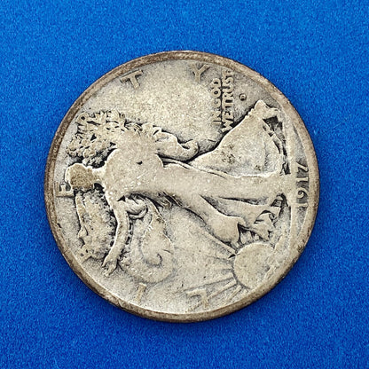 1917 D Obverse Walking Liberty Silver Half Dollar 50c Key Date Denver Coin