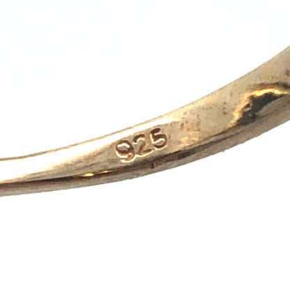 Vintage 925 Sterling Silver Gold Vermeil Oval Blue Cubic Zirconia Accented Ring