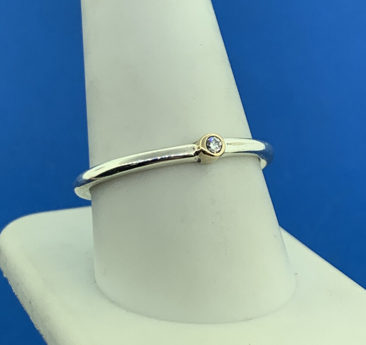 Sterling Silver 925 Diamond Solitaire Stackable Band Size 10.25 Ring