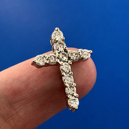 14K White Gold Diamond Cross Religious Communion Confirmation Bridal Pendant