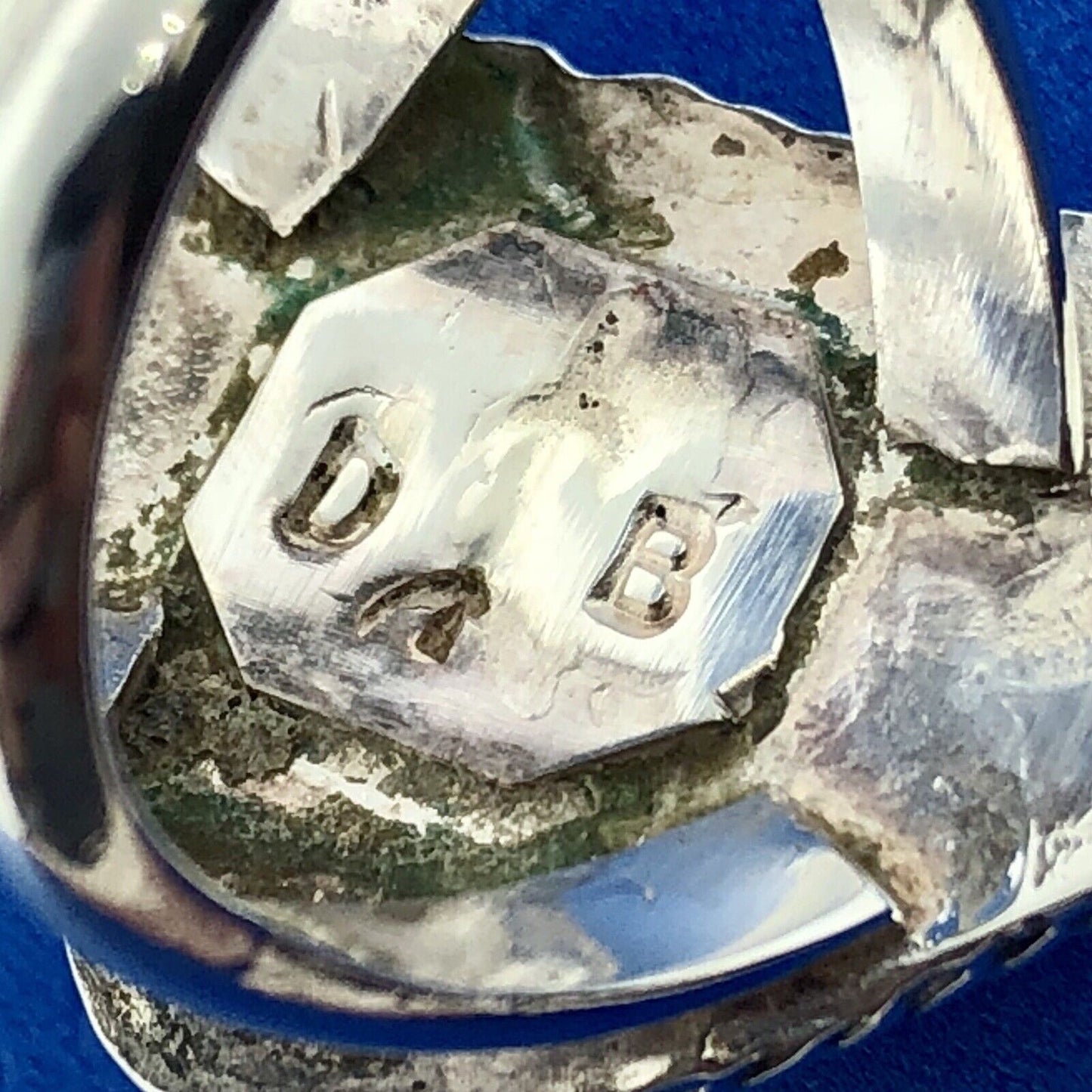 Vintage Native American DB Sterling Silver 925 Turquoise Feather Chunky Ring