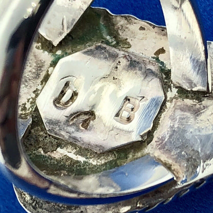 Vintage Native American DB Sterling Silver 925 Turquoise Feather Chunky Ring