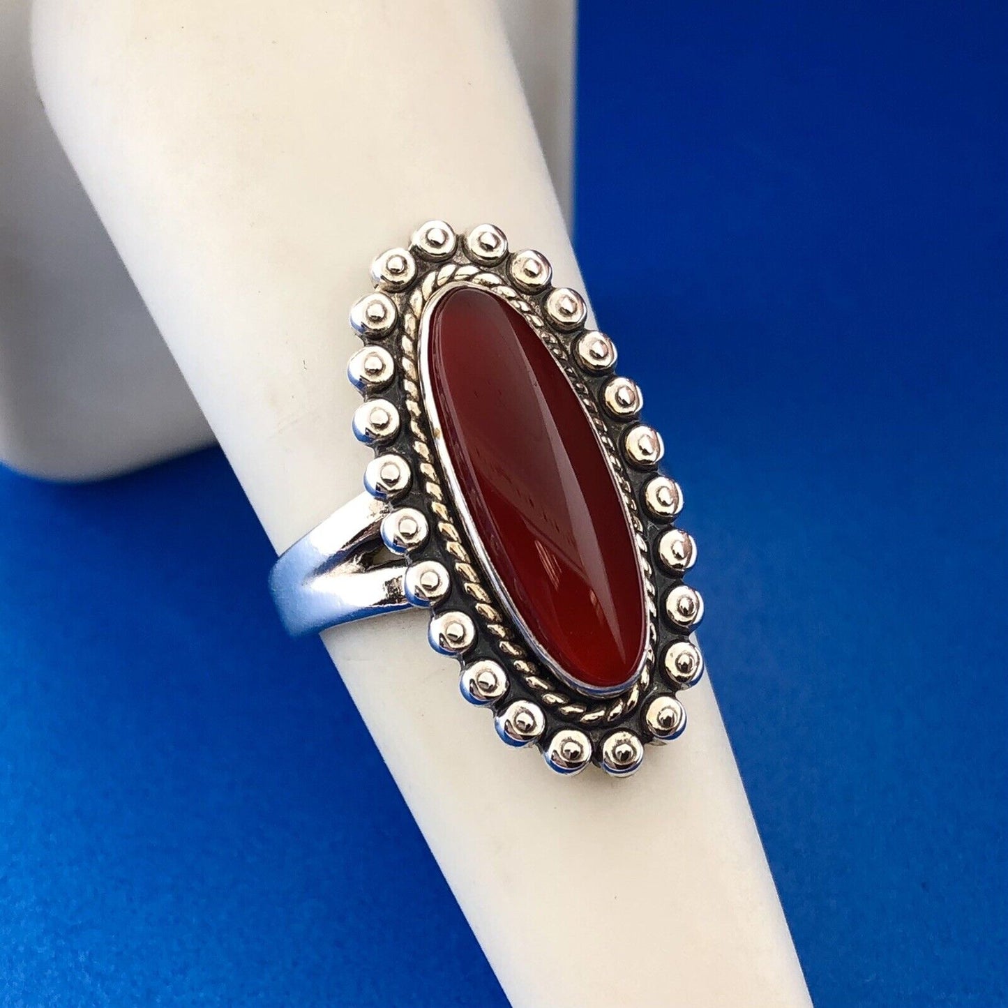 Vintage Bell Trading Post Native American 925 Sterling Silver Red Carnelian Ring
