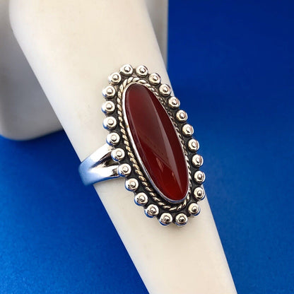Vintage Bell Trading Post Native American 925 Sterling Silver Red Carnelian Ring