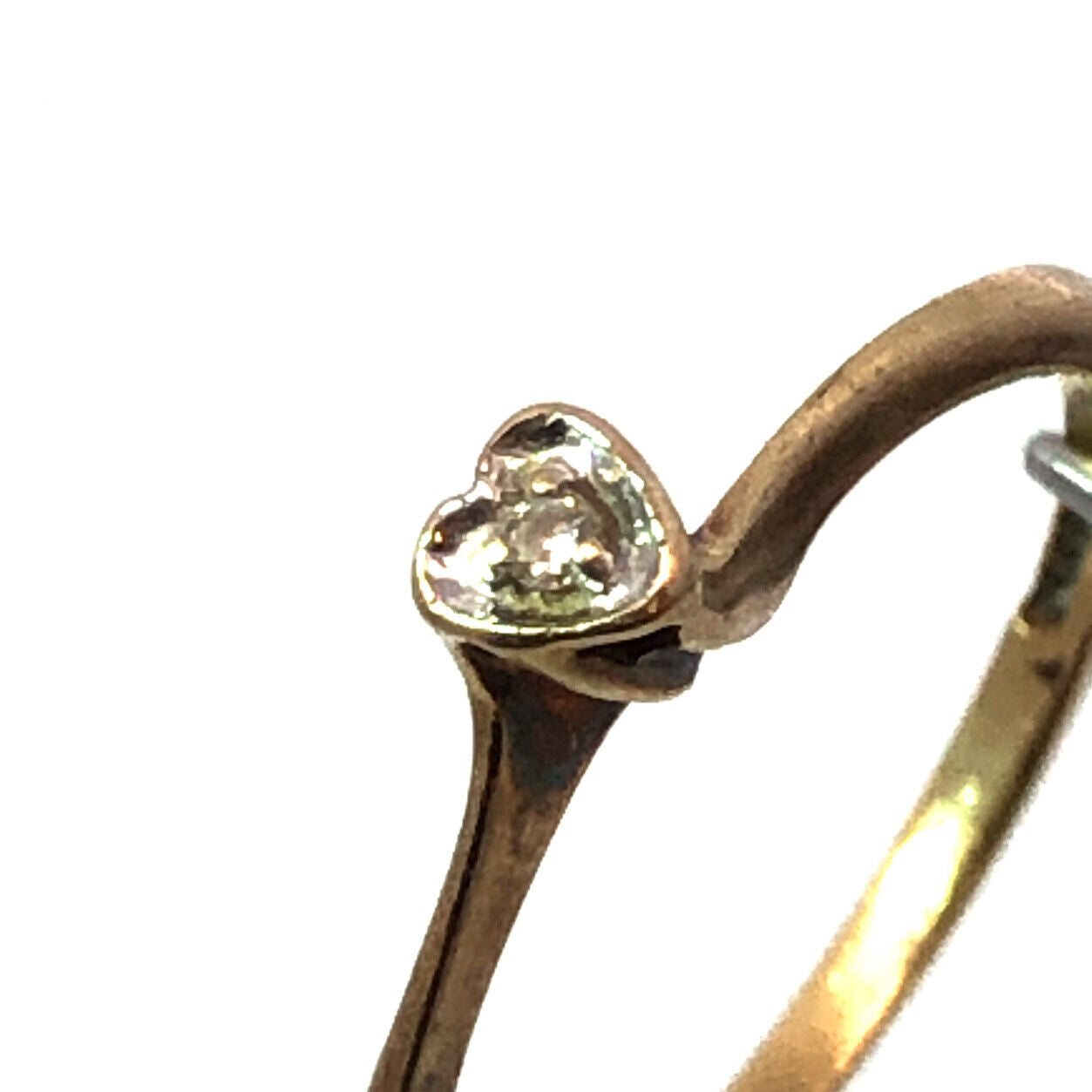 Designer 10K Yellow Gold Round Diamond Heart Promise Sweetheart Ring