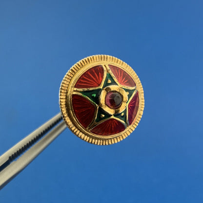 Sterling Silver 925 Vermeil Green Red Enamel CZ Christmas Bell Pendant Charm