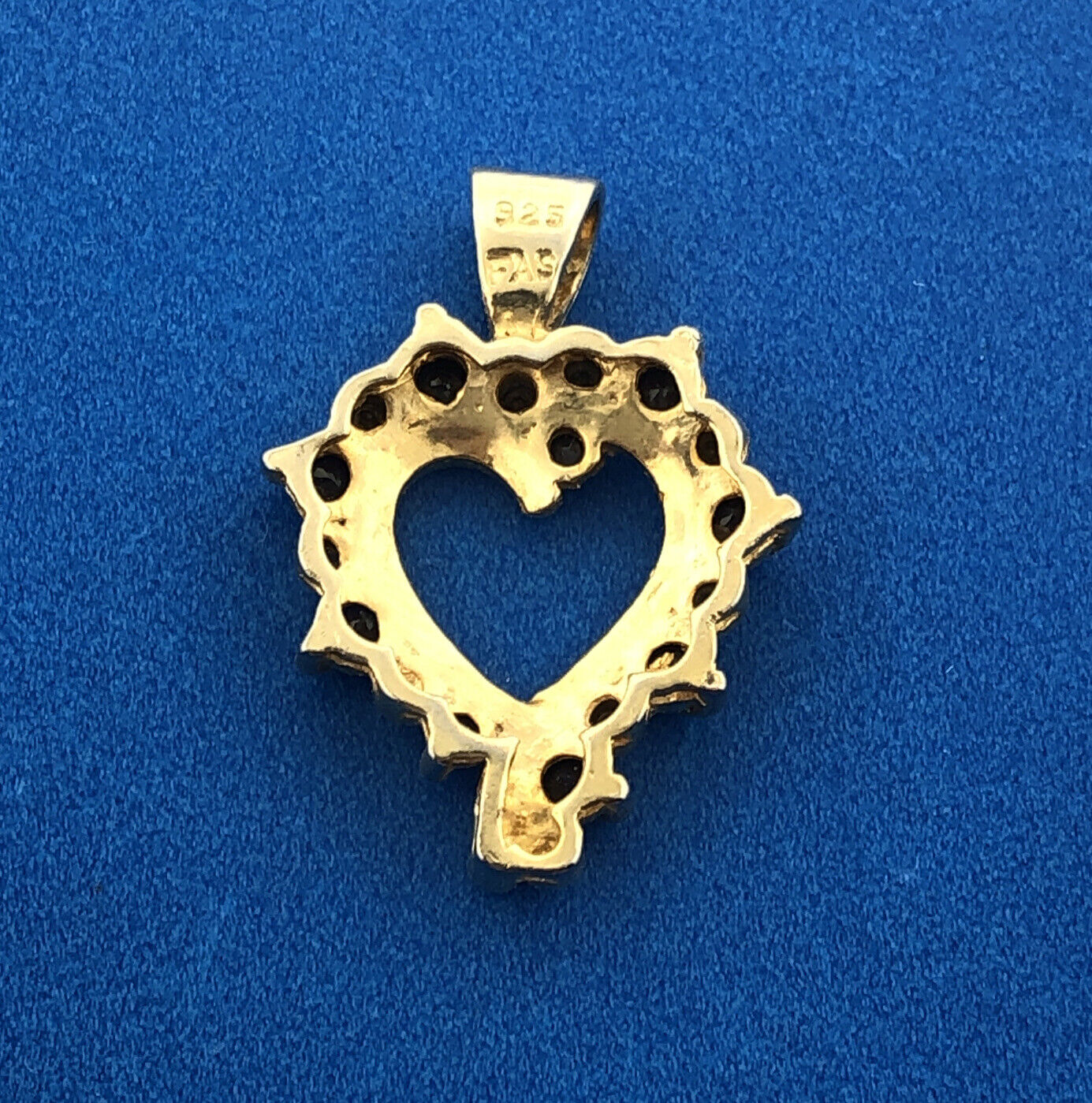 FAS 925 Sterling Silver Vermeil Sapphire Diamond September Sweetheart Pendant