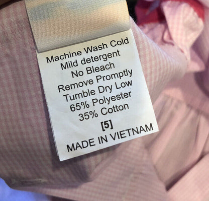 Designer Stitch Fish Girls Size 5 Light Pink White Gingham Checker Bow Dress