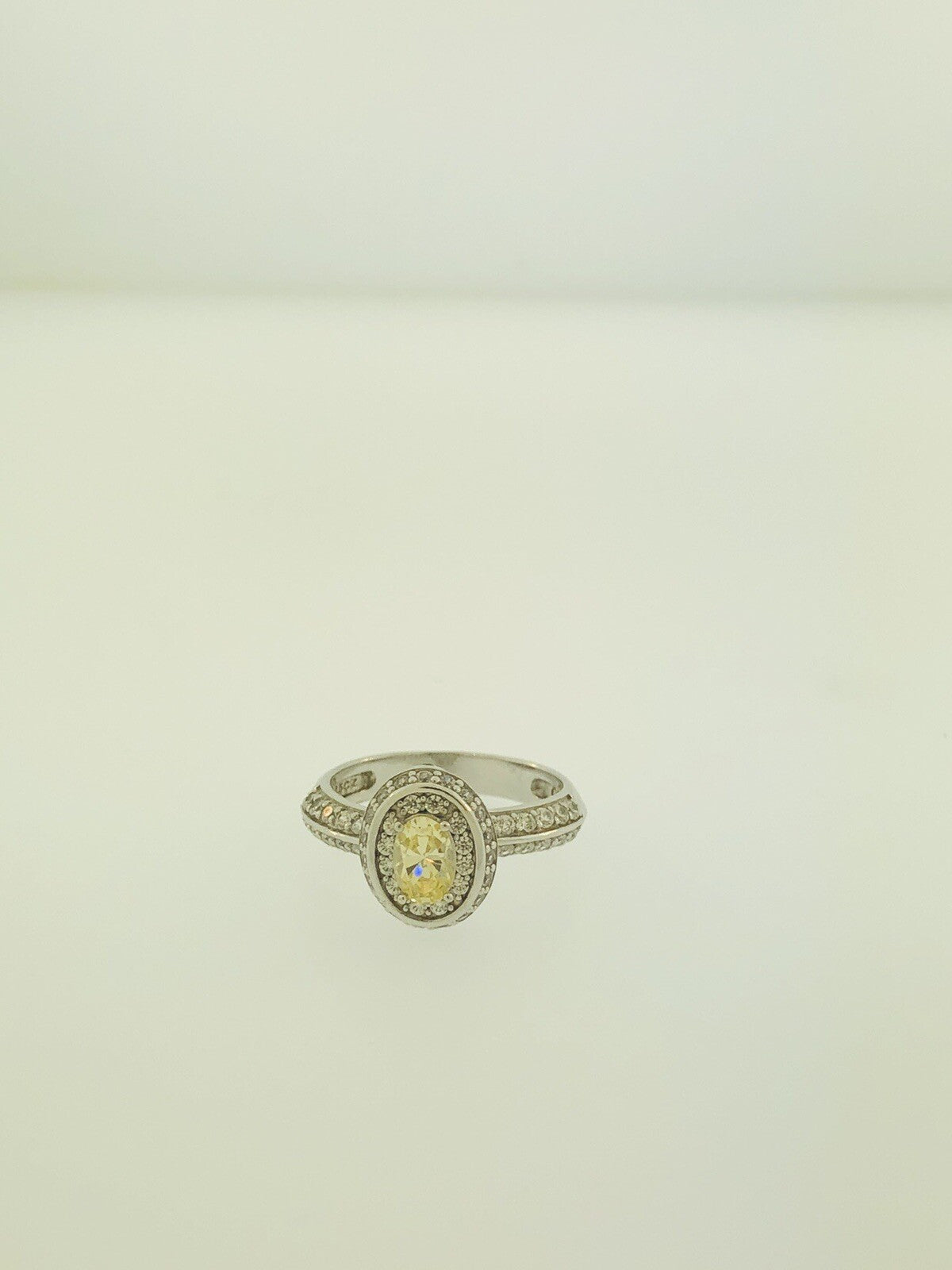 Sterling Silver Yellow White Cubic Zirconia Engagement Bridal Ring S179