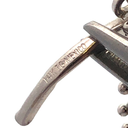 Designer IG Mexico 14K White Gold Diamond Cut Chain Drop Dangle Earrings