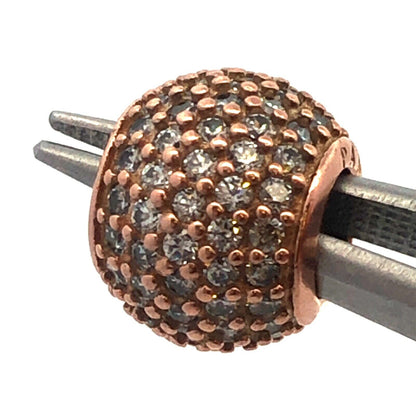 PANDORA 925 Sterling Silver Rose Gold Vermeil CZ Lights Ball 781051 Pave Charm