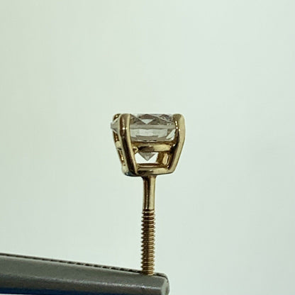 14K Yellow Gold Round Diamond Solitaire Pierced Screw Back Earrings