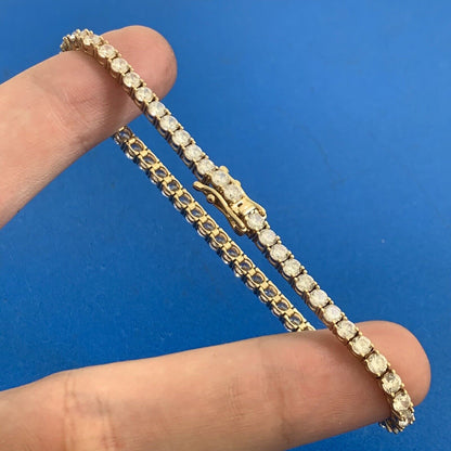 Designer 10K Yellow Gold Round Cubic Zirconia CZ Statement Tennis Bracelet