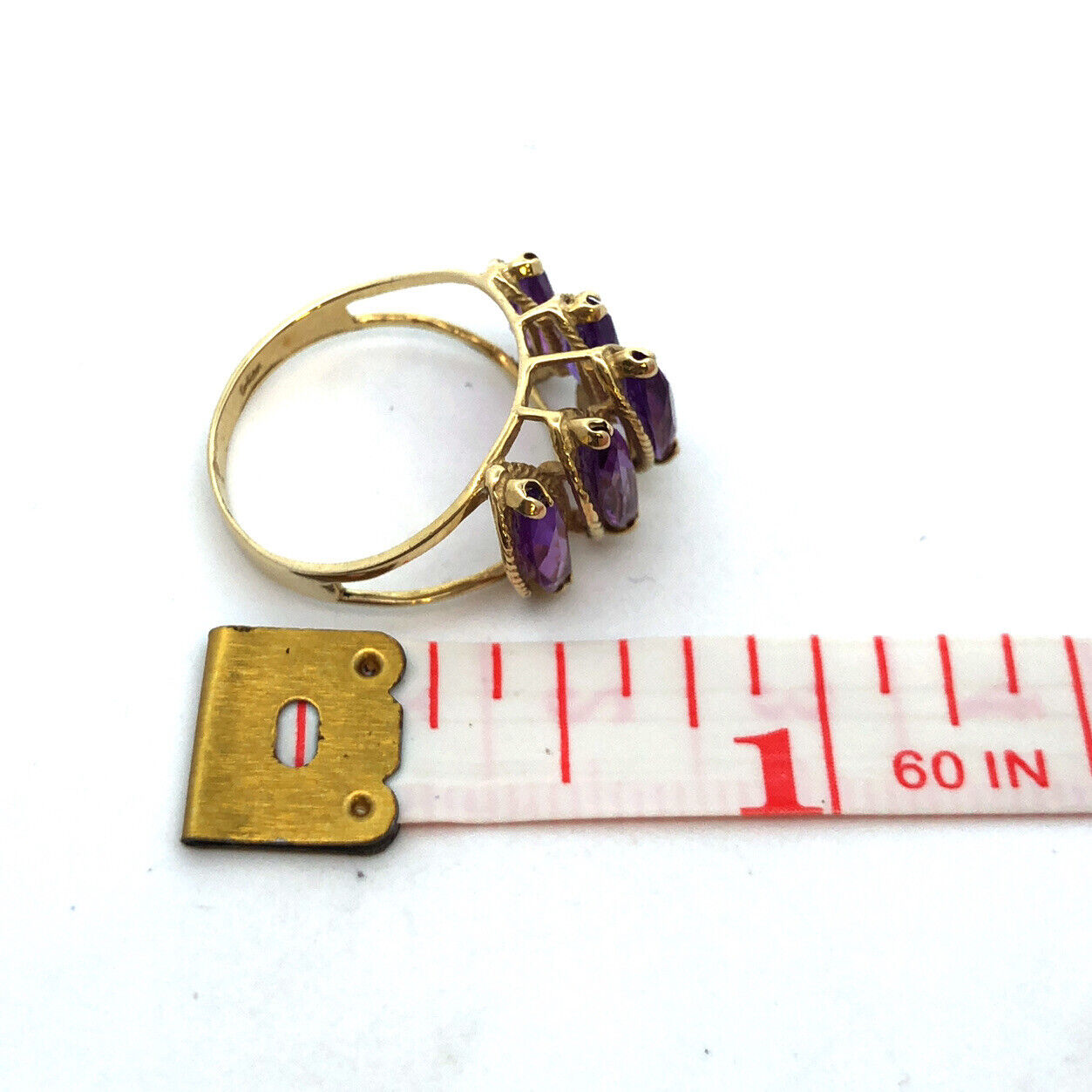 Vintage 14K Yellow Gold Marquise Amethyst Statement Ring