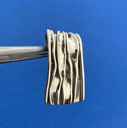 Designer 925 Sterling Silver Banner Ribbon Textured Modernist Pendant