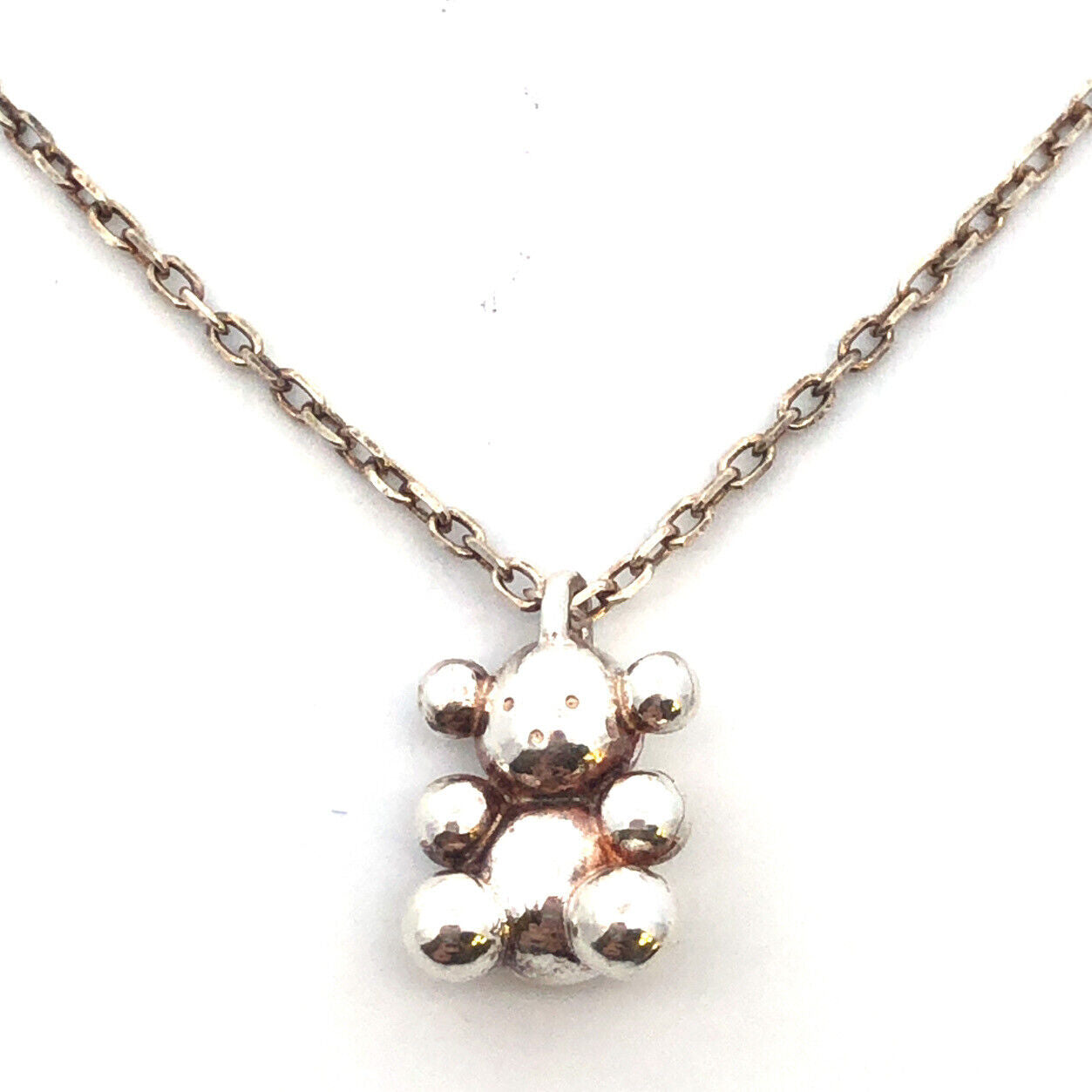 Designer TOUS 925 Sterling Silver Teddy Bear Pendant Chain Necklace