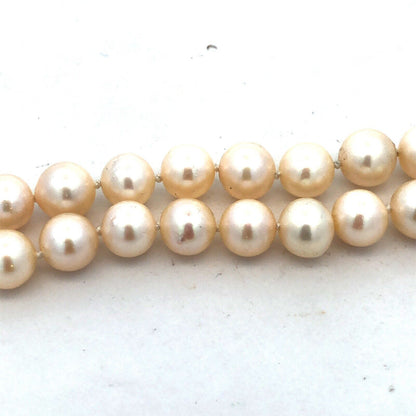 Estate 14K Yellow Gold Sapphire Diamond Pearl Double Strand Beaded Bracelet