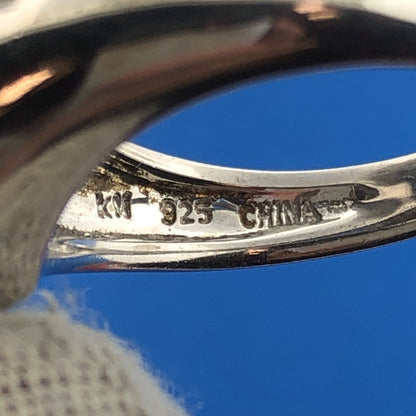 Designer KN China Sterling Silver 925 Marquise Smoky Quartz Topaz Cocktail Ring